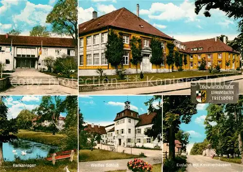 AK / Ansichtskarte Triesdorf Landwirtschaftliche Lehranstalten Parkanlagen Weisses Schloss Kavalierhaeuser Kat. Weidenbach