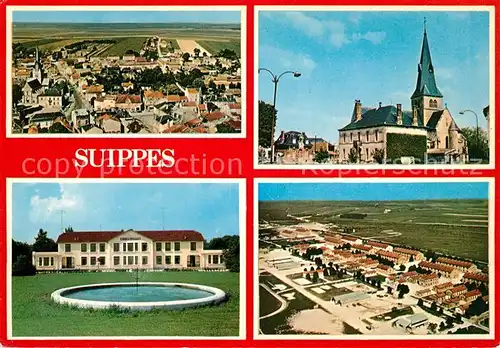 AK / Ansichtskarte Suippes Vue generale Place Hotel de Ville Cercle Mess de garnison vue aerienne du camp Kat. Suippes