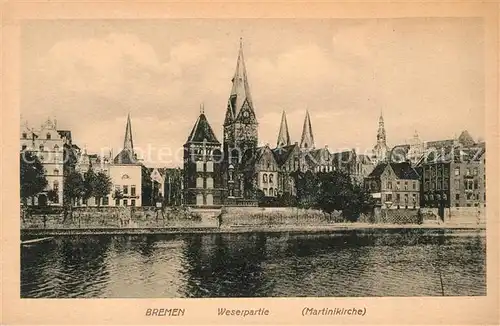 AK / Ansichtskarte Bremen Weserpartie mit Martinikirche Kat. Bremen