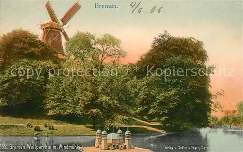 AK / Ansichtskarte Bremen Wallpartie mit Windmuehle Kat. Bremen