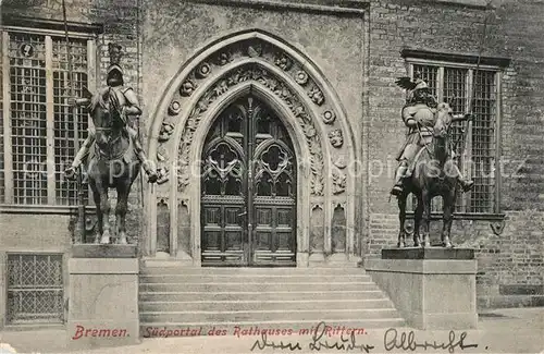 AK / Ansichtskarte Bremen Suedportal des Rathauses mit Rittern Kat. Bremen