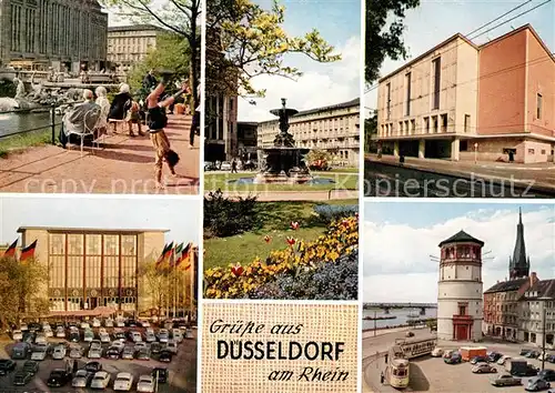 AK / Ansichtskarte Duesseldorf Koenigsallee Cornelius Platz Theater Messehalle Schlossturm Kat. Duesseldorf