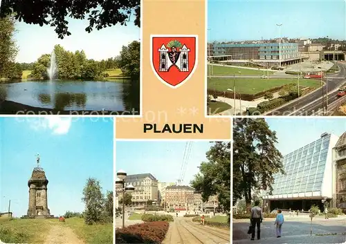 AK / Ansichtskarte Plauen Vogtland Stadtpark Oberer Bahnhof Kemmlerturm Otto Grotewohl Platz Kat. Plauen