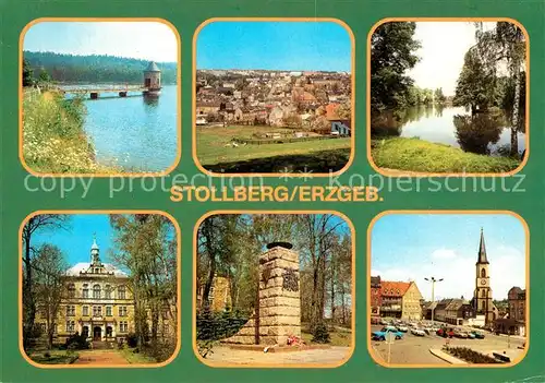 AK / Ansichtskarte Stollberg Erzgebirge Querenbachtalsperre Oberschule Hans Beimler Ehrenmal Markt  Kat. Stollberg