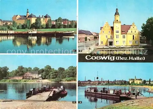 AK / Ansichtskarte Coswig Anhalt Schloss Elbfaehre Rathaus Kat. Coswig Anhalt