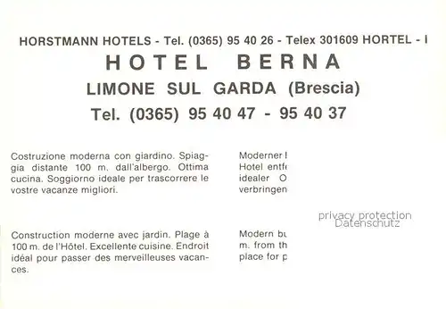 AK / Ansichtskarte Limone sul Garda Hotel Berna Kat. 