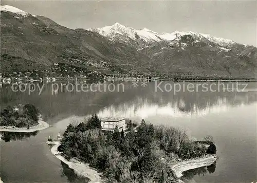 AK / Ansichtskarte Isole di Brissago Parco botanico del Cantone Ticino Lago Maggiore nelle sfondo Ascona Alpi Kat. Isole di Brissago