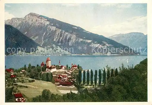 AK / Ansichtskarte Spiez BE Panorama Thuner See Alpen Kat. Spiez