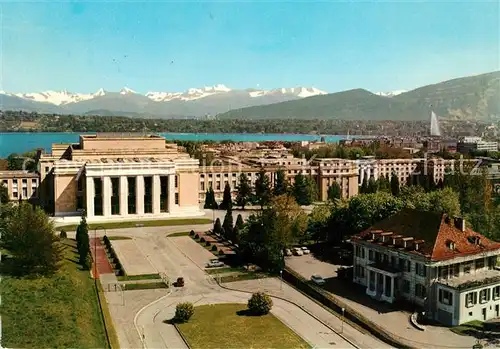 AK / Ansichtskarte Geneve GE Palais de l O.N.U. Palais des Nations Lac Leman Mont Blanc Buero  Kat. Geneve