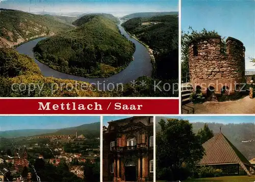AK / Ansichtskarte Mettlach Landschaftspanorama Saarschleife Burgruine Montclair Abtei Kirche Kat. Mettlach