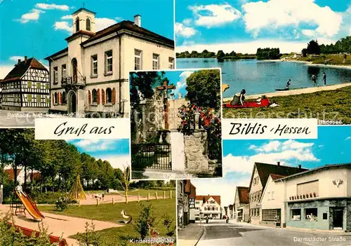 AK / Ansichtskarte Biblis Rathaus Historisches Fachwerkhaus Kinderspielplatz Badesee Ehrenmal Darmstaedter Strasse Kat. Biblis