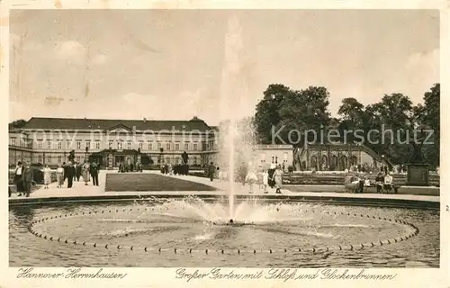 AK / Ansichtskarte Herrenhausen Hannover Grosser Garten mit Schloss und Glockenbrunnen Kat. Hannover