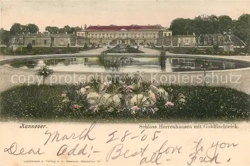 AK / Ansichtskarte Hannover Schloss Herrenhausen mit Goldfischteich Kat. Hannover