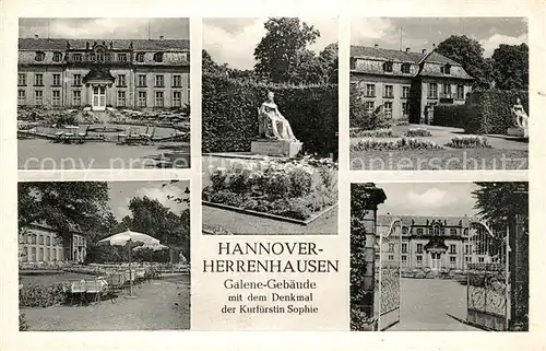AK / Ansichtskarte Herrenhausen Hannover Galene Gebaeude mit Denkmal der Kurfuerstin Sophie Kat. Hannover