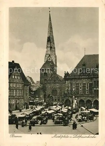 AK / Ansichtskarte Bremen Marktplatz und Liebfrauenkirche Kat. Bremen