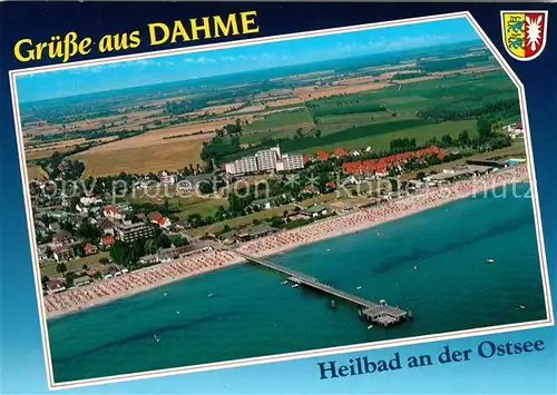 AK / Ansichtskarte Dahme Ostseebad Fliegeraufnahme mit Strand Kat. Dahme