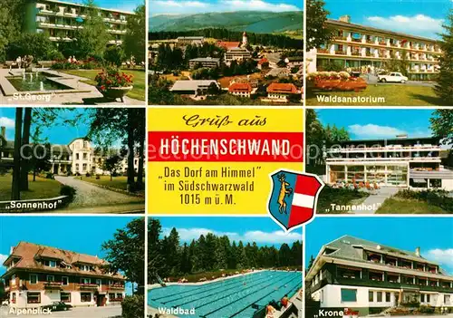 AK / Ansichtskarte Hoechenschwand St. Georg Waldsanatorium Tannenhof Krone Waldbad Alpenblick Kat. Hoechenschwand