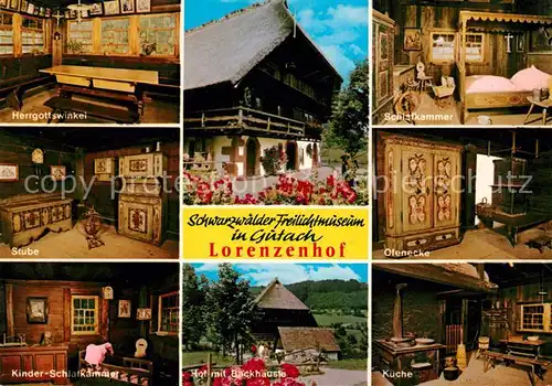 AK / Ansichtskarte Gutach Schwarzwald Freilichtmuseum Lorenzenhof Ofenecke Kueche Kinder Schlafkammer  Kat. Gutach