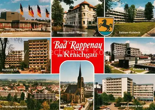 AK / Ansichtskarte Bad Rappenau Kurhaus Kurklinik Wasserschloss Rathaus Kirche Kat. Bad Rappenau