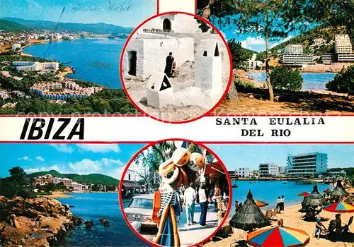 AK / Ansichtskarte Santa Eulalia del Rio Panorama Kueste Strand Ladengeschaefte Kat. Ibiza Islas Baleares