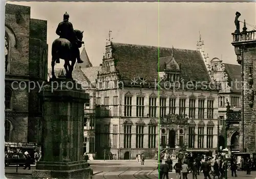 AK / Ansichtskarte Bremen Am Markt mit Bismarckdenkmal und Schuetting Kat. Bremen