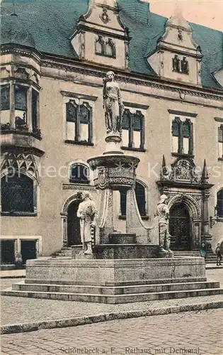 AK / Ansichtskarte Schoenebeck Elbe Rathaus mit Denkmal Kat. Schoenebeck