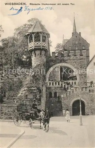 AK / Ansichtskarte Wiesbaden Roemische Heidenmauer mit neuem Tor Kat. Wiesbaden