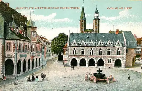 AK / Ansichtskarte Goslar Marktplatz mit Rathaus und Kaiser Worth Kat. Goslar