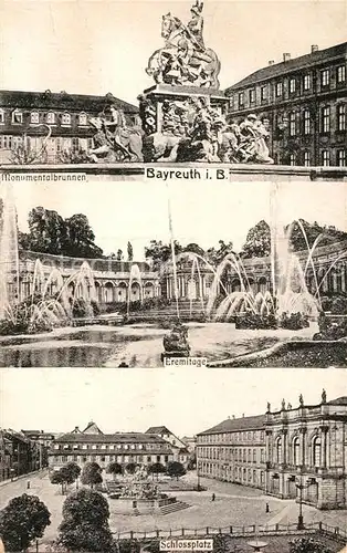 AK / Ansichtskarte Bayreuth Monumentalbrunnen Eremitage Schlossplatz Kat. Bayreuth