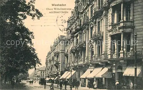 AK / Ansichtskarte Wiesbaden Obere Wilhelmstrasse mit Hotel Caecilie Kat. Wiesbaden