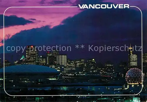 AK / Ansichtskarte Vancouver British Columbia B.C. Place Stadium and Expo Centre Theatre Eastern Skyline at night Kat. Vancouver