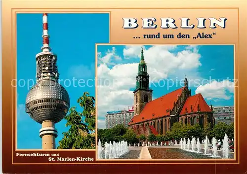 AK / Ansichtskarte Berlin rund um den Alex Fernsehturm St Marien Kirche Wasserspiele Kat. Berlin