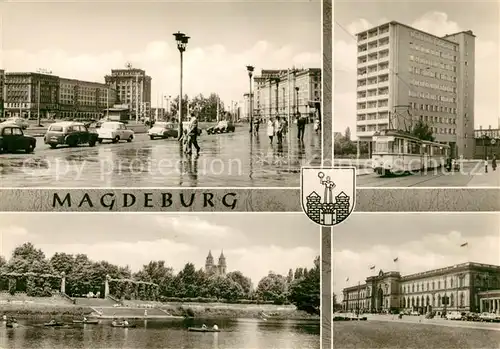 AK / Ansichtskarte Magdeburg Wilhelm Pieck Allee Hochhaus Agnetenstrasse Adolf Mittag See Bahnhof Kat. Magdeburg