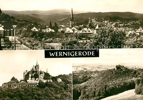 AK / Ansichtskarte Wernigerode Harz Stadtpanorama mit Blick auf den Brocken Schloss Feudalmuseum Harburg Kat. Wernigerode