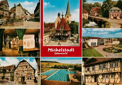 AK / Ansichtskarte Michelstadt Marktplatz Fachwerkhaeuser Parkanlagen Kat. Michelstadt
