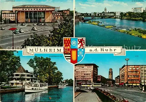 AK / Ansichtskarte Muelheim Ruhr Stadthalle Schlossbruecke Wasserbahnhof City Kat. Muelheim an der Ruhr
