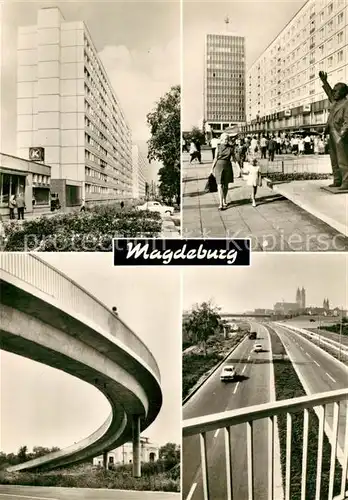 AK / Ansichtskarte Magdeburg Luebecker Strasse Karl Marx Strasse Erich Weinert Denkmal Elbufer Kat. Magdeburg