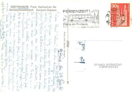 AK / Ansichtskarte Dornach SO Goetheanum Freie Hochschule fuer Geisteswissenschaft Kat. Dornach