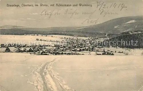 AK / Ansichtskarte Braunlage mit Achtermann und Wurmberg Kat. Braunlage Harz