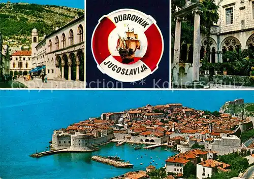 AK / Ansichtskarte Dubrovnik Ragusa Innenstadt Altstadt Hafen Rettungsring Segelschiff Kat. Dubrovnik