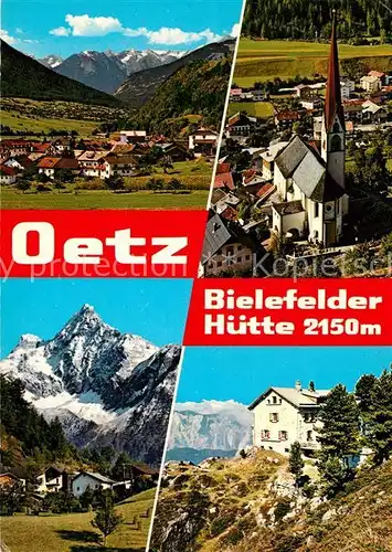 AK / Ansichtskarte Oetz Gesamtansicht mit Alpenpanorama Bielefelder Huette Berghuette Kat. Oetz