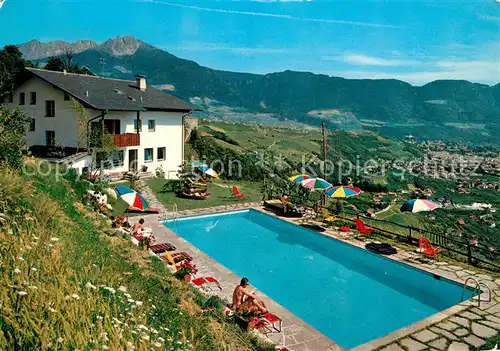 AK / Ansichtskarte Dorf Tirol Pension Oberanger Swimming Pool Landschaftspanorama Kat. Tirolo