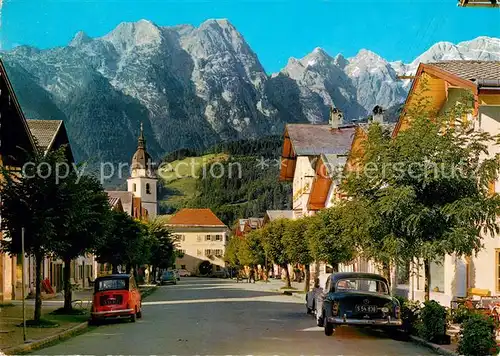 Kuchl Marktstrasse gegen den Hohen Goell Berchtesgadener Alpen Kat. Kuchl