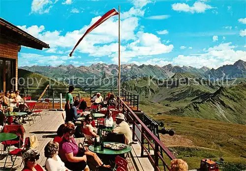 Diedamskopf Gipfelrestaurant Sonnenterrasse Bregenzerwald Vorarlberg Alpenpanorama Kat. Schoppernau