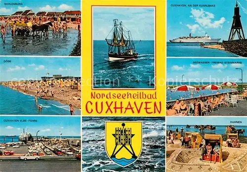 Cuxhaven Nordseebad Sahlenburg Doese Elbefaehre Fischerboot Kugelbanke Freibad Duhnen Wattfahrt Kat. Cuxhaven