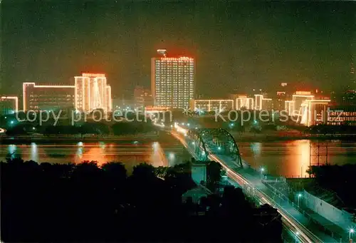 Canton China Stadtpanorama bei Nacht Bruecke