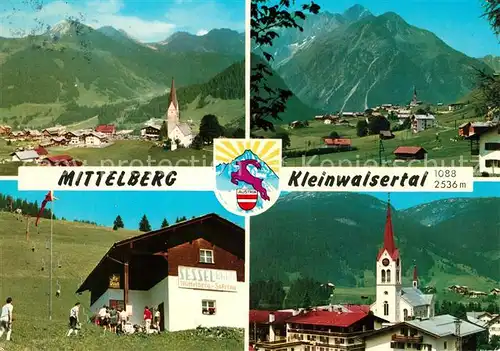 Mittelberg Kleinwalsertal Gesamtansicht mit Alpenpanorama Berghaus Sesselbahn Ortsmotiv mit Kirche Kat. Oesterreich