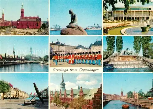 Copenhagen Kobenhavn Town Hall Square Little Mermaid Tivoli Exchange Royal Guard Gefion fountain Nyhavn Gammel Strand Kat. Copenhagen 