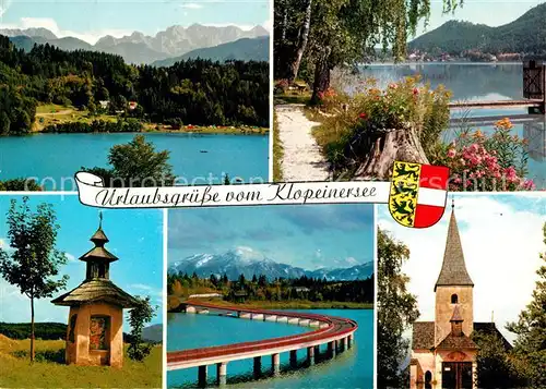 Klopeinersee Panorama Alpen Kaerntner Bildstock Stauseebruecke Georgiberg Kirchlein Kat. Oesterreich