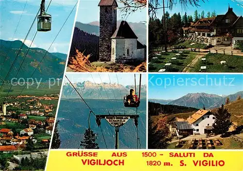 Vigiljoch Bergbahn Kirche Berggasthof Alpenpanorama Kat. Lana Meran